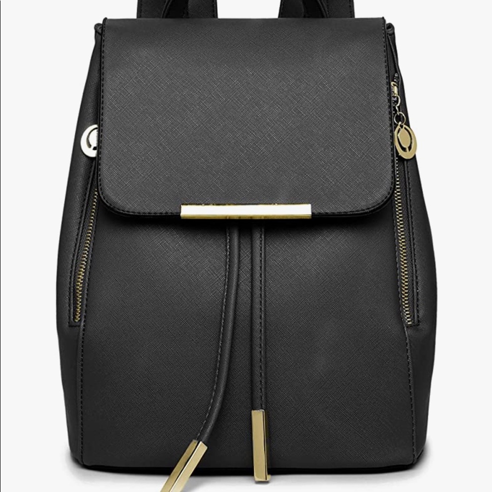 Black Suede Faux Leather Backpack